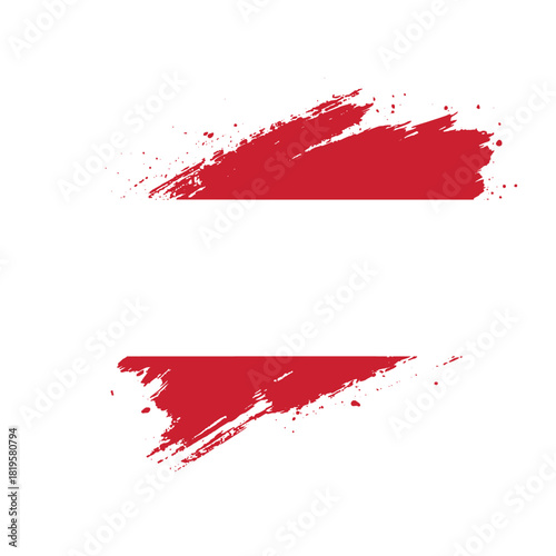 Brushstroke Austria Flag Vector, Artistic Red and White Tricolor Icon for National Pride