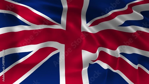 Realistic UK flag waving in a seamless loop with detailed fabric texture perfect for UK National Day, patriotic events, government celebrations, cultural projects, and 4K visual presentations