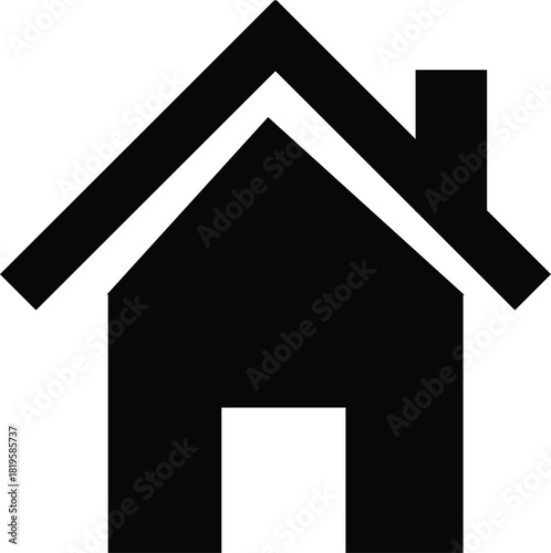 Black house icon with chimney