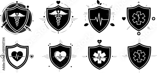 Medical Healthcare Protection Icons Set