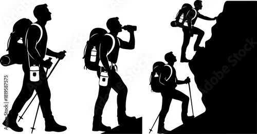 Hiker Silhouette Vector Set