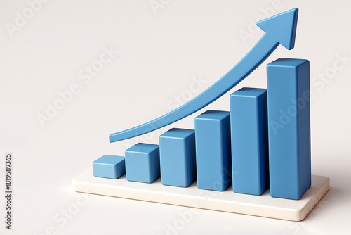 Free Download 3D bar growth chart in a clean professional corporate style. High-resolution business visualization with copy space — perfect for financial reports, presentations, and analytics design. - GFXLoad