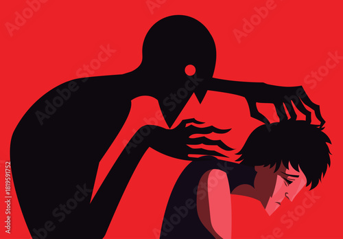 sad man controlled by dark depression entity