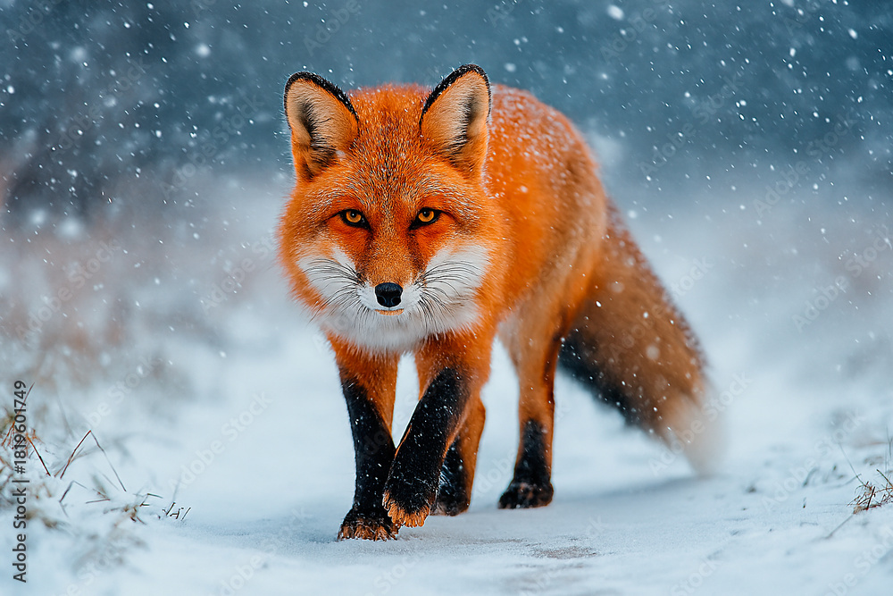 Fototapeta premium red fox in the snow