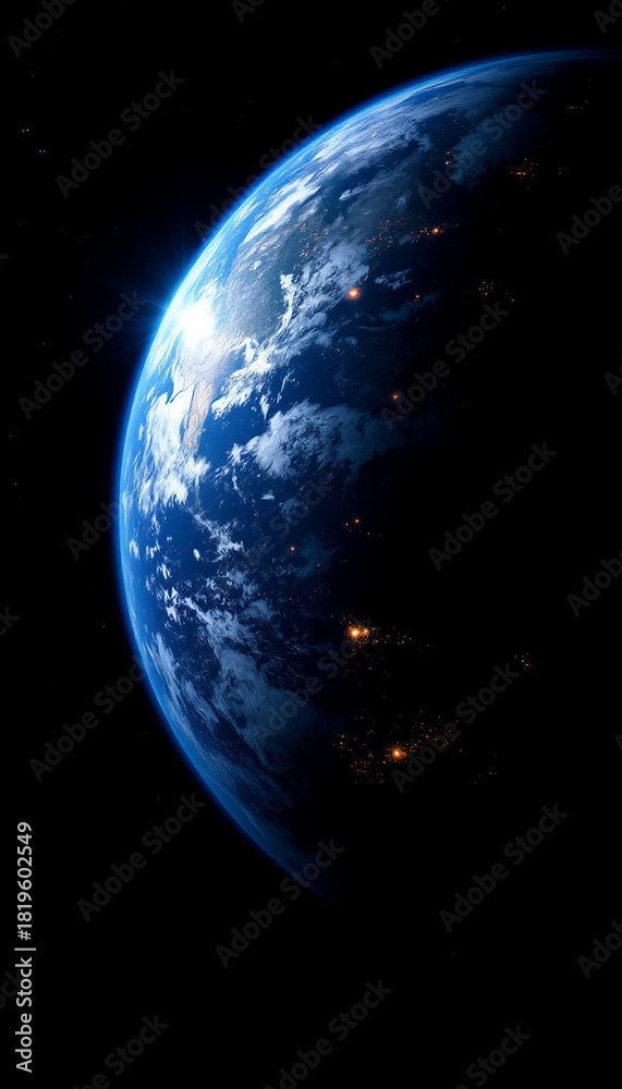 Naklejka premium Earth From Space — Night View of Our Planet with City Lights