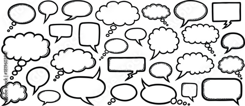 Hand drawn speech bubbles and thought bubbles collection