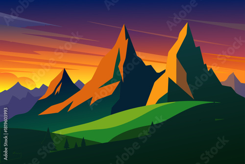 Mountains at sunset time