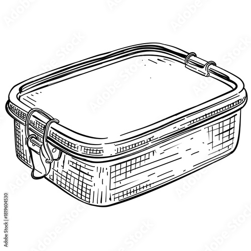 Lunchbox container vector line art hand drawn illustration