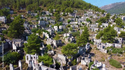 Aerial view of Kayakoy village in Turkey