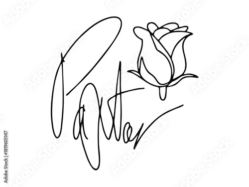 Black and white vector Payton moor autograph with rose flower png, eps, jpg
