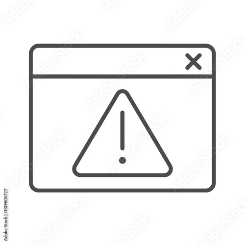 Fine line error window icon symbolizing digital warning or system malfunction, ideal for UI alerts, failure messages and high-risk notifications