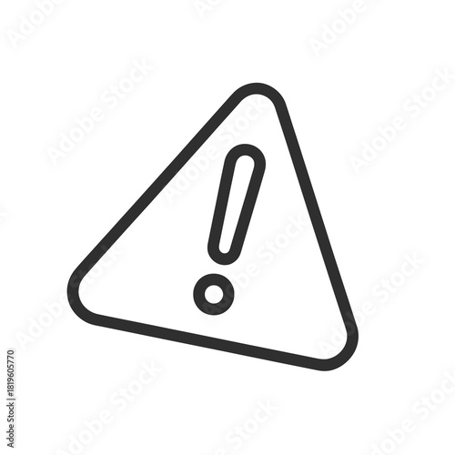 Fine line warning triangle icon with exclamation mark, ideal for alert notifications, caution messages and hazard indication visuals