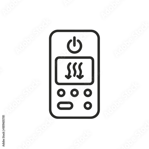 Fine line AC remote icon for climate control access, ideal for smart home interfaces, user settings visuals and cooling management tools