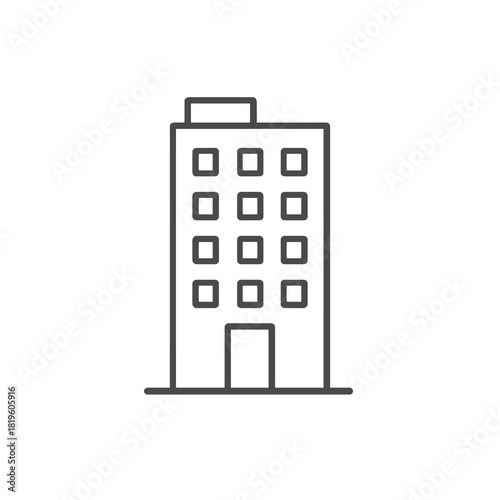 Fine line real estate building icon, ideal for commercial property visuals, city architecture and corporate realty development graphics