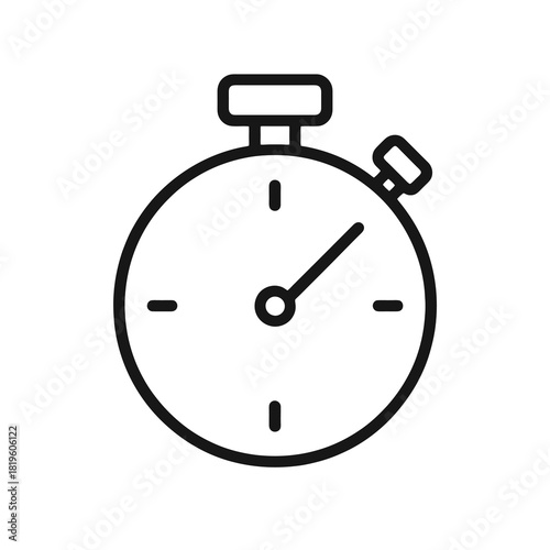 Fine line stopwatch icon symbolizing time management, ideal for project scheduling, productivity optimization and business deadline tracking visuals