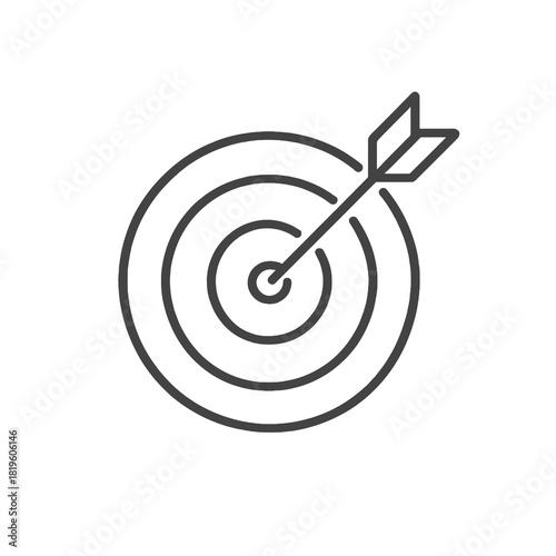 Fine line target icon with arrow, symbolizing strategic goal achievement, ideal for project objectives, business metrics and performance planning visuals