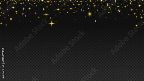Gold glitter texture on a transparent background.