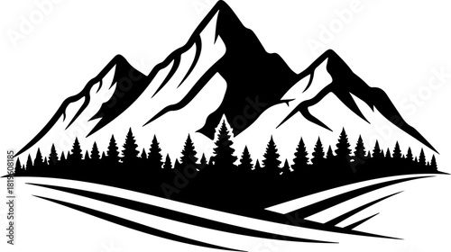 Mountain Silhouette Outdoors, Adventure  Svg Vector