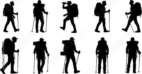 Hiker Silhouette Vector Set