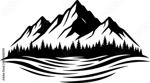 Mountain Silhouette Outdoors, Adventure  Svg Vector