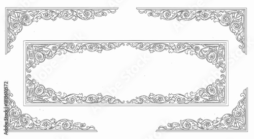 Decorative vintage frame design with intricate floral patterns  