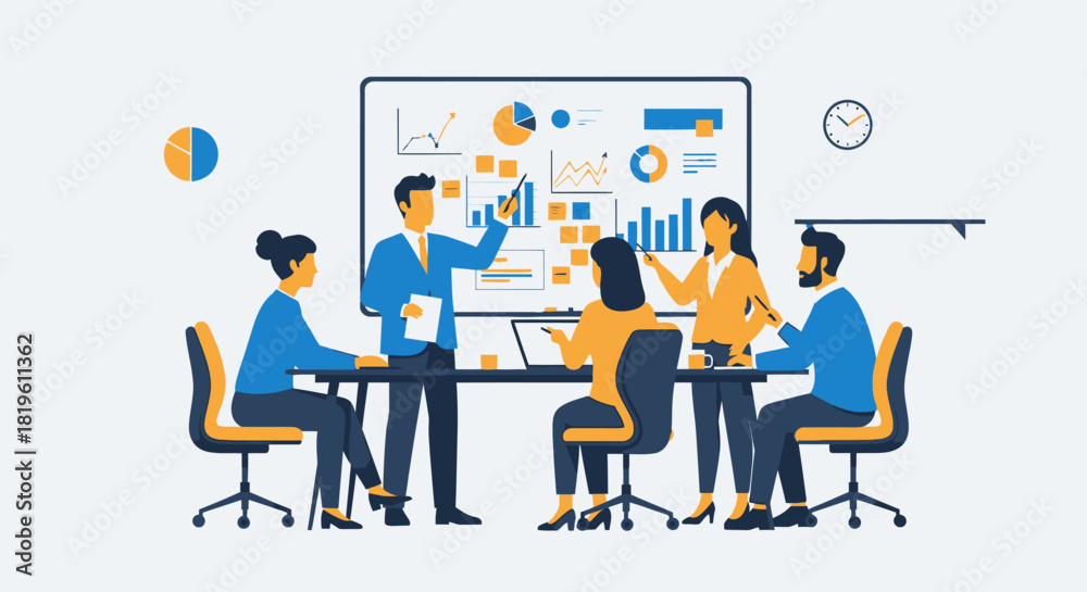 Fototapeta premium Business Meeting with Financial Data Presentation.