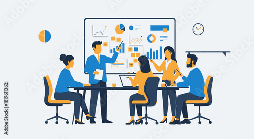 Business Meeting with Financial Data Presentation.