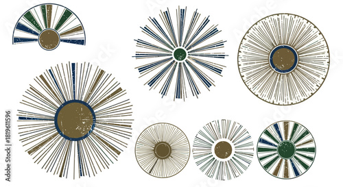 Decorative round plates with geometric patterns in various sizes  
