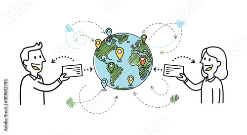 Global Communication and Connection Between People.