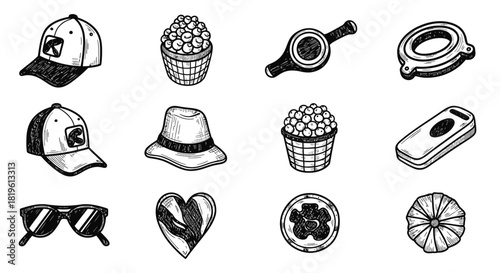 Collection of Summer Accessories and Food Items.