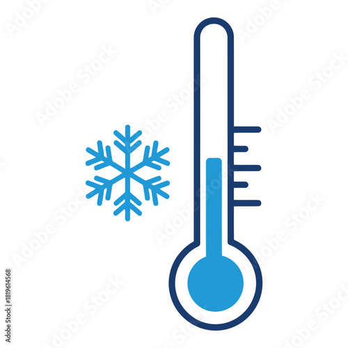 Thermometer and snowflake icon indicating cold temperature and freezing weather