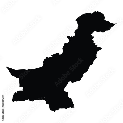 Black silhouette map of pakistan on a white background