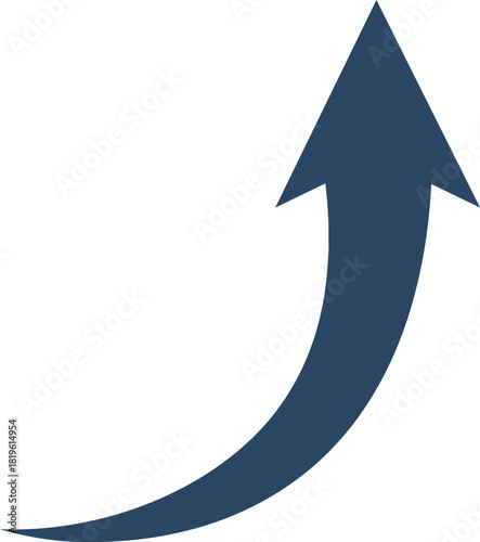 Dark Blue Upward Curved Arrow Graphic vector illustration
