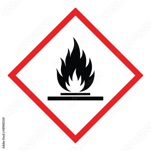 Flammable hazard symbol pictogram for chemical safety warnings