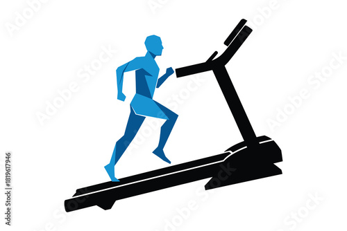 Abstract Runner on Treadmill Fitness Training Concept Illustration