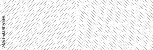 Dashed line background, rain texture, irregular diagonal stripes. Slash thin dash bg. Linear textures with repeatable abstract halftone designs