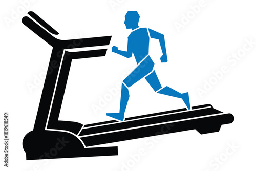 Abstract athlete running on treadmill for fitness concept