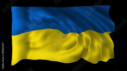 Realistic Ukraine flag waving in a seamless loop with alpha channel for overlays perfect for Independence Day, national celebrations, government events, cultural projects, and 4K compositing
