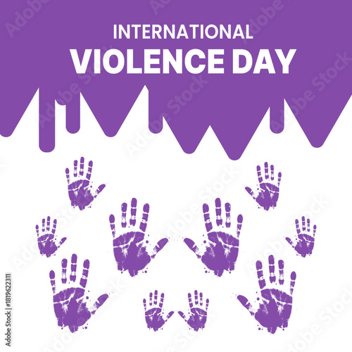 Abstract Purple Palm Graphic for Violence Awareness