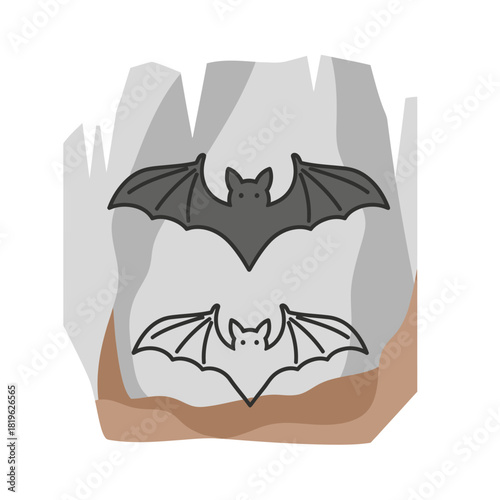 Two Bats Flying with Wings Spread Wide.