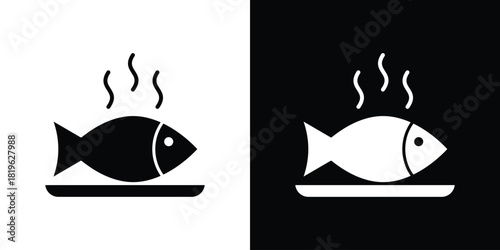 Cooked fish icon design concept. vector flat icons