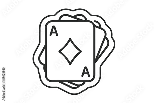 Minimalist black and white Ace of Diamonds playing card stack for casino games