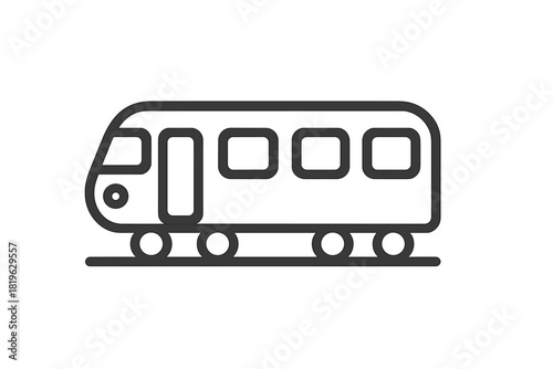 Simple outline graphic of a passenger train or subway car suitable for use in transportation applications and public transit maps