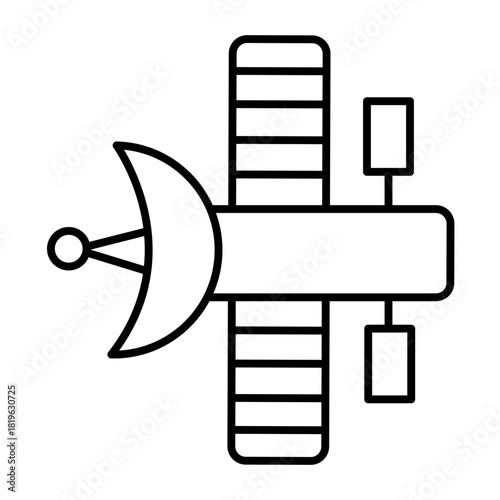 Satellite with solar panels and antenna isometric icon, info tech concept. Vector graphics. GPS satellite for planet orbit sign on white background, style icon mobile or web design.