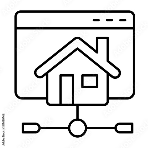 Website in home network isometric icon, info tech concept. Vector graphics. Cottage house page and connection, connectivity sign on white background, style icon mobile or web design.