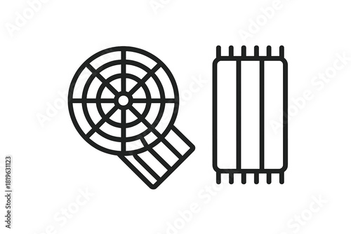 Outline icons set showing digital art tools including color picker target and paint brush