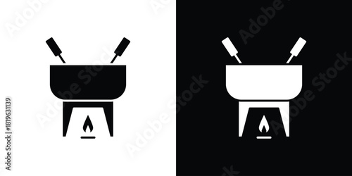 Fondue pot icon design concept. vector flat icons
