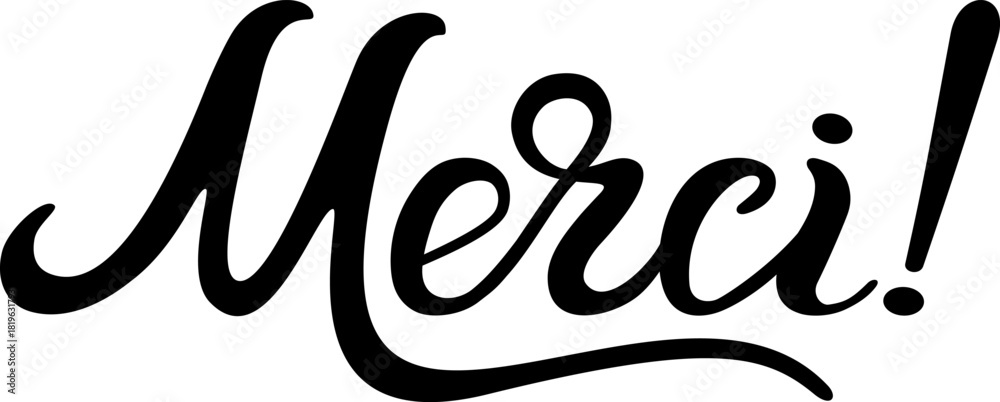 Obraz premium Merci - lettering, black and white text.