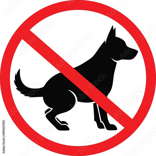 No dogs allowed sign vector illustration of a dog silhouette with a prohibition symbol isolated on white background