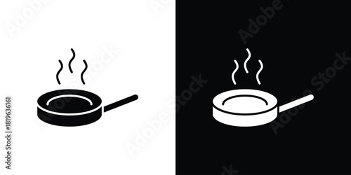 Pan frying icon design concept. vector flat icons